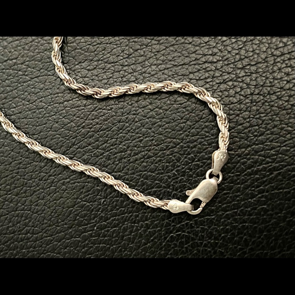 Italian Sterling Silver .925 Rope Style Necklace - Picture 4 of 6